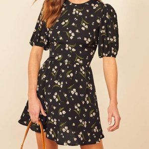 Reformation Dulce Dress - Black and White Floral